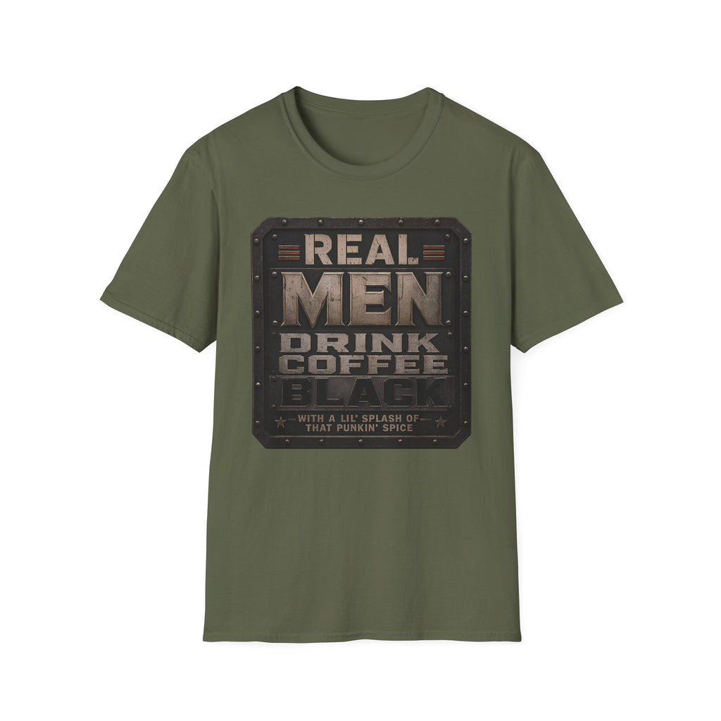 Real Men Drink Coffee Black T-Shirt